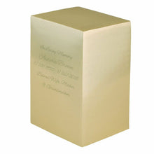 Load image into Gallery viewer, Large/Adult 235 Cubic Inches Gold Square Brass Funeral Cremation Urn for Ashes
