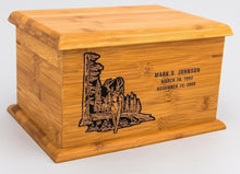 Load image into Gallery viewer, Large/Adult 240 Cubic Inches Horizontal Natural Bamboo Urn for Cremation Ashes

