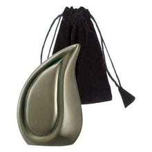 Load image into Gallery viewer, Small/Keepsake 3 Cubic Inches Tear Drop Pewter Brass Cremation Urn with pouch
