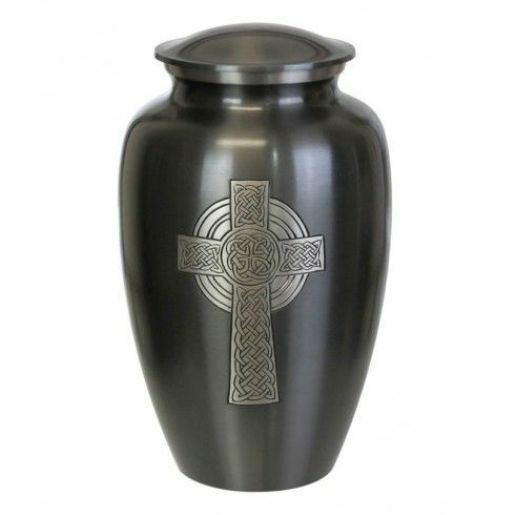 Large/Adult 228 Cubic Inches Celtic Cross Brass Funeral Cremation Urn for Ashes