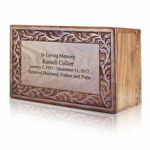 Load image into Gallery viewer, Large/Adult 200 Cubic Inches Brown Chest Wood Funeral Cremation Urn for Ashes
