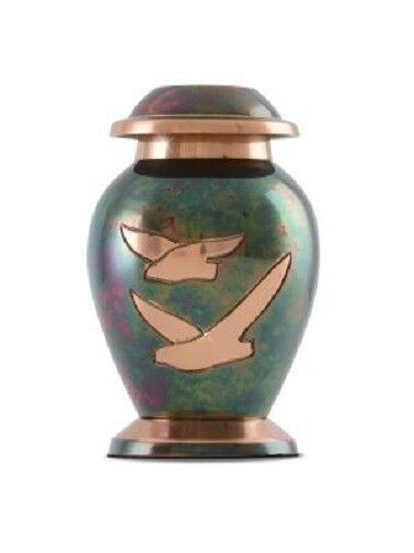 Small/Keepsake 4 Cubic Inch Gleaming Dove Brass Funeral Cremation Urn for Ashes