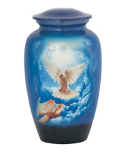 Load image into Gallery viewer, Dove Theme Stationery Box Set &amp; 200 Cubic Inch Funeral Cremation Urn for Ashes
