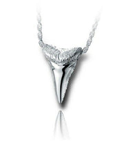 Load image into Gallery viewer, Sterling Silver Shark Tooth Funeral Cremation Urn Pendant for Ashes w/Chain
