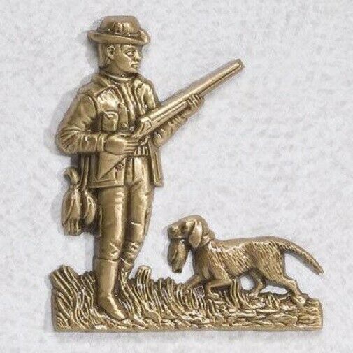 Brass Hunting Dog Applique for Funeral Round Cremation Urn, Pewter Also Avail