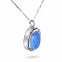 Load image into Gallery viewer, Blue Stone Stainless Steel Pendant/Necklace Funeral Cremation Urn for Ashes
