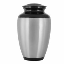Load image into Gallery viewer, Large/Adult 220 Cubic Ins Pewter &amp; Black Brass Funeral Cremation Urn for Ashes
