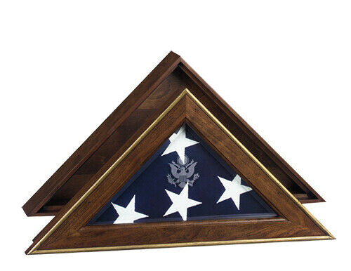 Cherry Wood 5-Star General Flag Case for 5' X 9.5' Flag, Cremation Urn Available