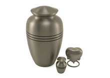 Load image into Gallery viewer, Solid Brass Classic Pewter Color Keepsake/Small Funeral Cremation Urn,5 Cubic In
