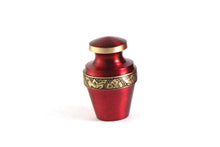 Load image into Gallery viewer, Heart Keepsake Brass Crimson Funeral Cremation Urn for Ashes, 3 Cubic Inches
