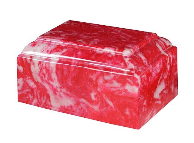 Small/Keepsake 22 Cubic Inch Red Tuscany Cultured Marble Cremation Urn For Ashes