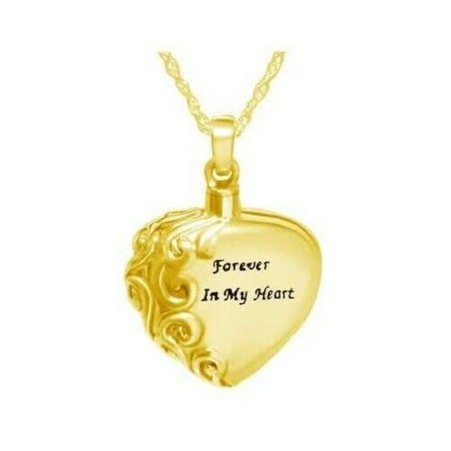 18K Solid Gold Forever Heart Pendant/Necklace Funeral Cremation Urn for Ashes