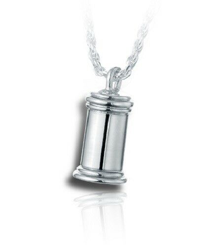 Sterling Silver Large Traditional Funeral Cremation Urn Pendant w/Chain