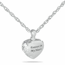 Load image into Gallery viewer, Small/Keepsake Silver Forever in my Heart Steel Pendant Cremation Urn for Ashes
