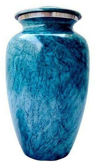 Large/Adult 200 Cubic Inch Metal Blue Coral Funeral Cremation Urn for Ashes