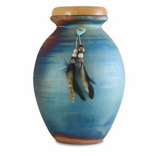 Load image into Gallery viewer, Large/Adult 200 Cubic Inches Raku Feathers Funeral Cremation Urn for Ashes
