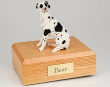 Load image into Gallery viewer, Great Dane Harlequin Ears Down Pet Cremation Urn Avail in 3 Diff Colors 4 Sizes
