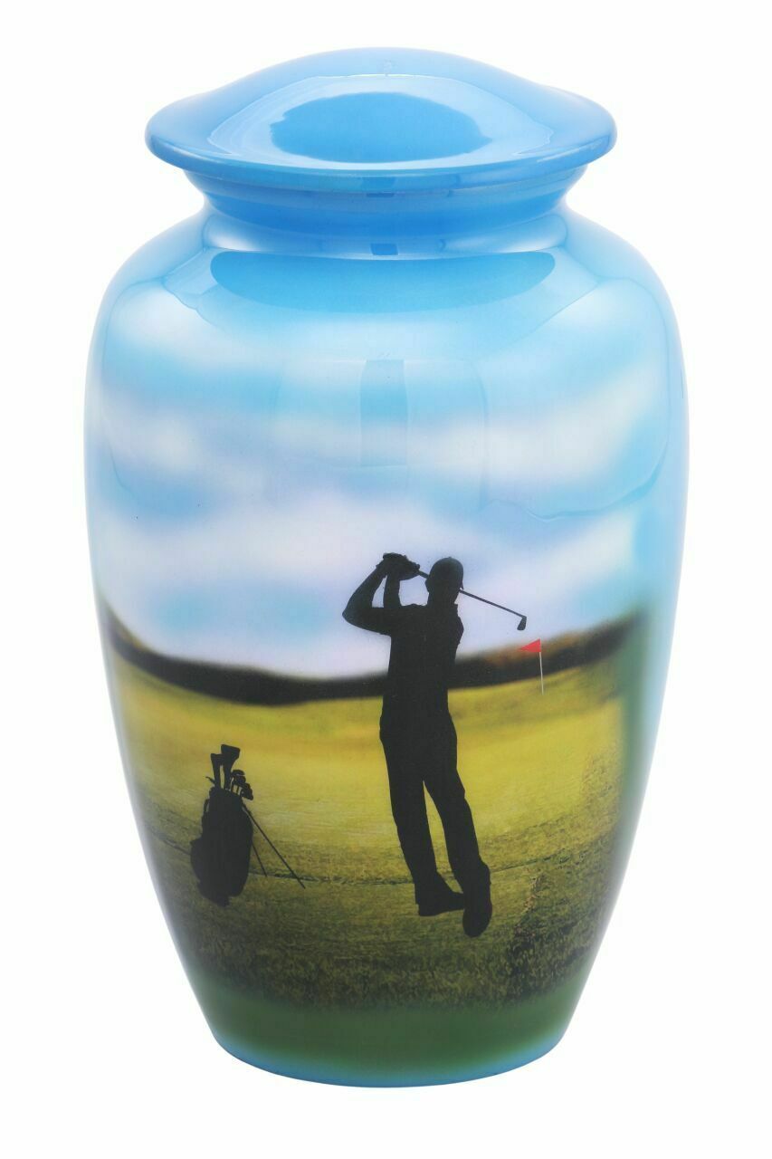 Large/Adult 210 Cubic Inch Metal Golfer Funeral Cremation Urn for Ashes