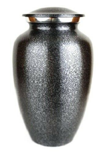 Large/Adult 200 Cubic Inch Speckled Steel Gray Brass Cremation Urn for Ashes