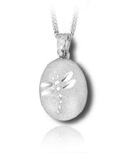 Load image into Gallery viewer, Sterling Silver Dragonfly Fossil Funeral Cremation Urn Pendant for Ashes w/Chain
