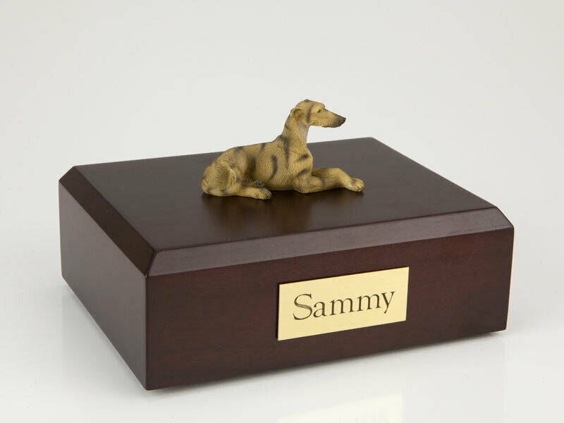 Greyhound, Brindle Stand Pet Cremation Urn Available in 3 Diff. Colors & 4 Sizes