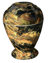 Load image into Gallery viewer, Large 235 Cubic Inch Georgian Vase Antique Gold Cultured Marble Cremation Urn

