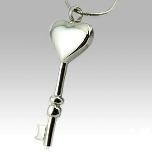 Stainless Steel Key to My Heart Funeral Cremation Urn Pendant