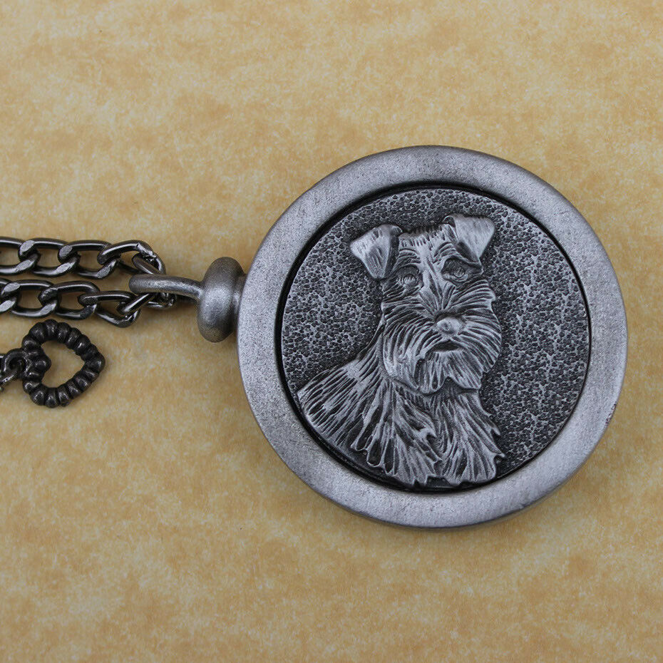 Pewter Keepsake Pet Memory Charm Cremation Urn with Chain - Schnauzer