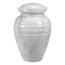 Load image into Gallery viewer, Set of Adult (205 cubic inch) &amp; Keepsake (3 inch) Marble Funeral Cremation Urns
