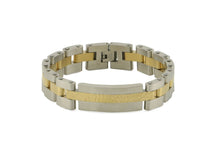 Load image into Gallery viewer, Stainless Steel/14K Gold Plated Pewter Funeral Cable Link Bracelet
