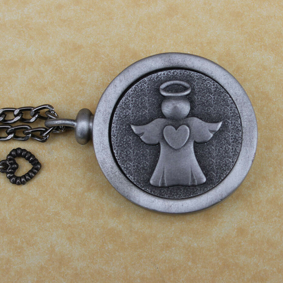 Pewter Keepsake Pet Memory Charm Cremation Urn with Chain - Heartfelt Angel