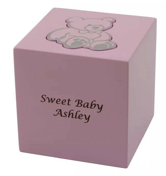 Pink Infant 20 Cubic Inch Teddy Bear Funeral Cremation Urn for Ashes