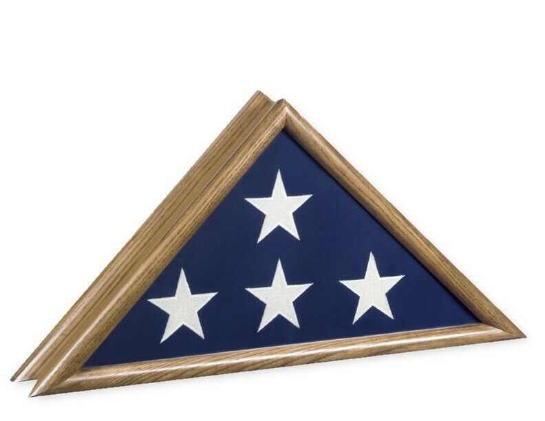 Vintage Oak Patriot Flag Case for 5' X 9.5' Flag, Cremation Urn Available