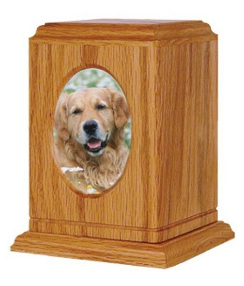 Small/Keepsake Brown Wood 60 Cubic Inches Funeral Cremation Urn with Photo Frame
