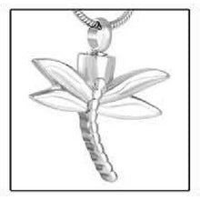 Load image into Gallery viewer, Dragonfly Stainless Steel Funeral Cremation Urn Pendant w/Chain for Ashes
