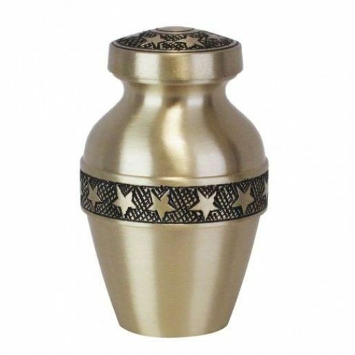 Small/Keepsake 4 Cubic Inches Gold Stars Brass Funeral Cremation Urn for Ashes
