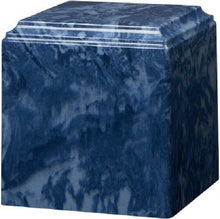 Load image into Gallery viewer, Large/Adult 280 Cubic Inch Midnight Blue Cultured Marble Cube Cremation Urn
