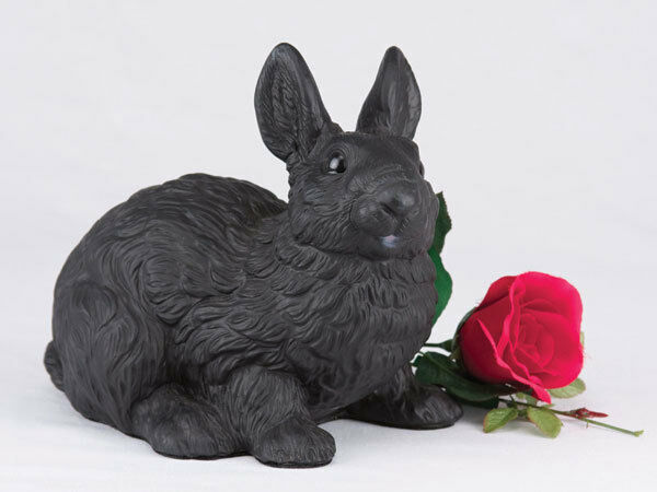 Small/Keepsake 58 Cubic Inches Black Rabbit Resin Urn for Cremation Ashes