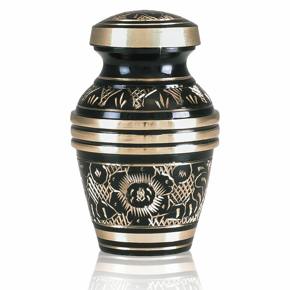Small/Keepsake 4 Cubic Ins Royal Garden Brass Funeral Cremation Urn for Ashes