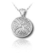Load image into Gallery viewer, Sterling Silver Celtic Cross Round Funeral Cremation Urn Pendant w/Chain
