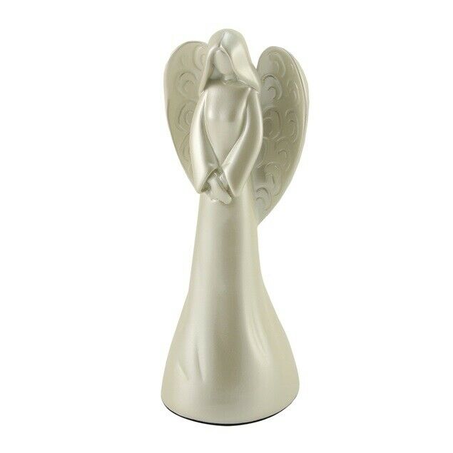 Small/Keepsake Angelina, Pearl Resin Angel Funeral Cremation Urn For Ashes