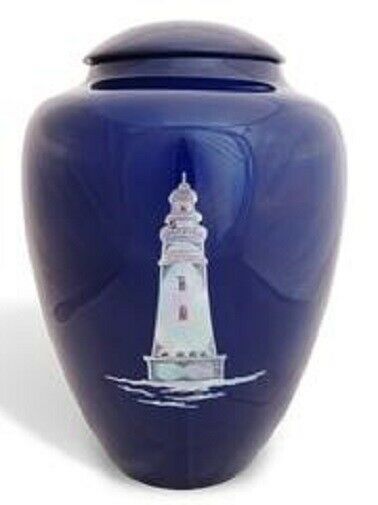 Large/Adult 200 Cubic Inch Fiber Glass Shell Art Lighthouse Cremation Urn