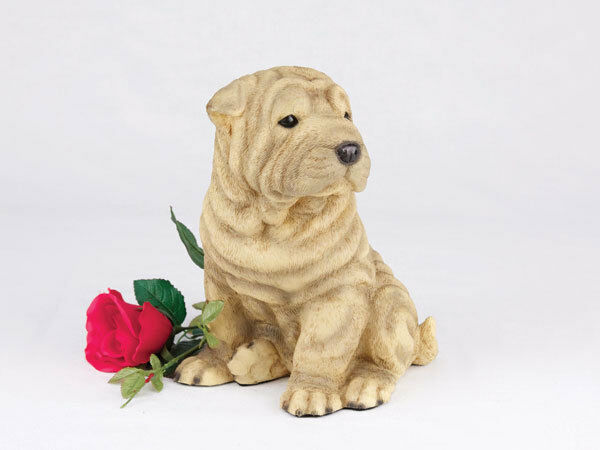 Small/Keepsake 62 Cubic Inches Tan Shar-Peis Resin Urn for Cremation Ashes