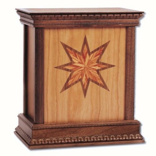 Large/Adult 225 Cubic Inch Classic Cherry Star Handcrafted Wood Cremation Urn