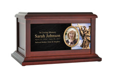 Load image into Gallery viewer, Large/Adult 200 Cubic Inches Angel Statue with Cross Wood Photo Cremation Urn
