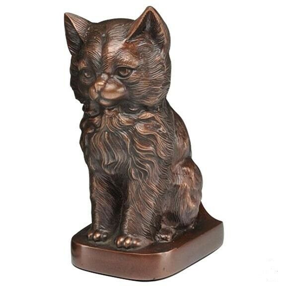 Small/Keepsake 50 Cubic Inch Copper Sitting Cat Pet Funeral Cremation Urn