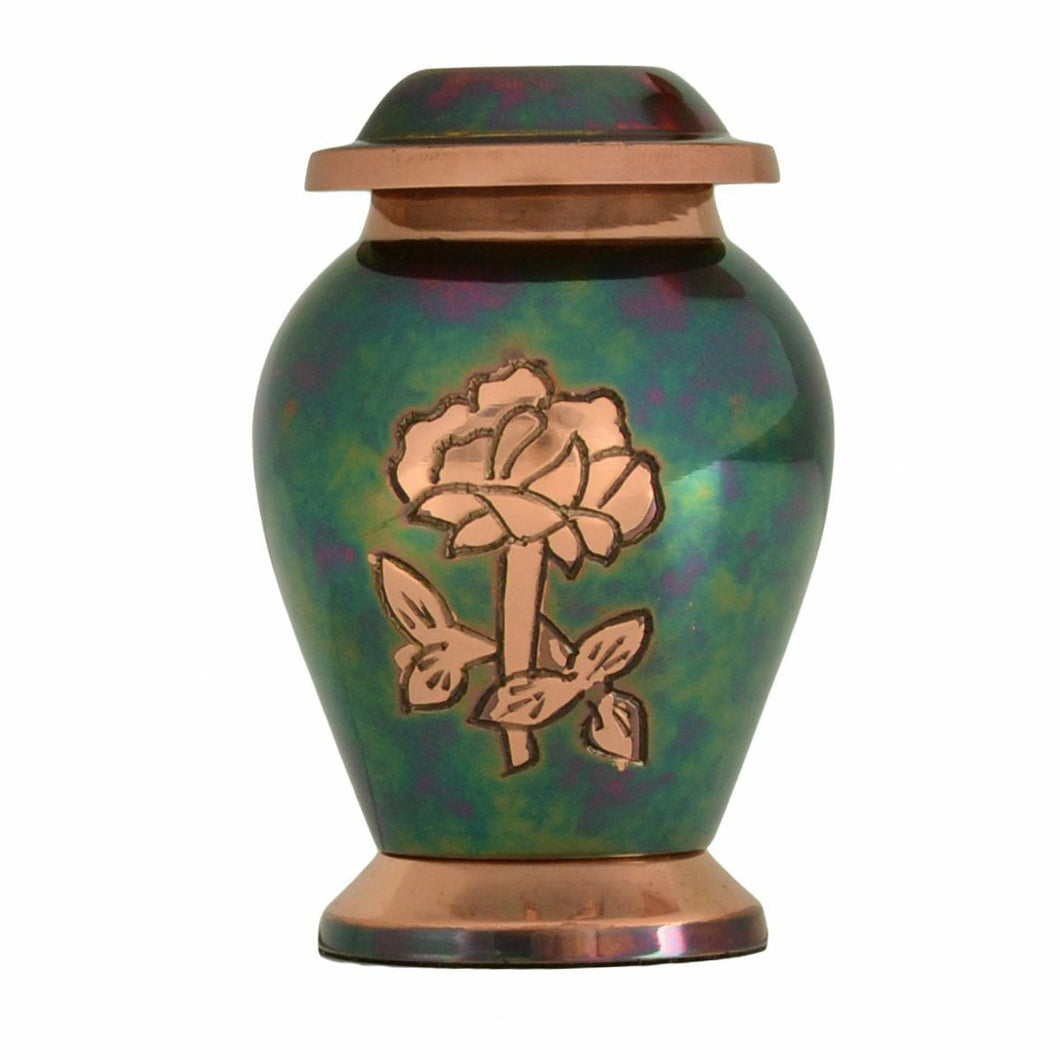Small/Keepsake 4 Cubic Inches Pink Rose Brass Funeral Cremation Urn for Ashes