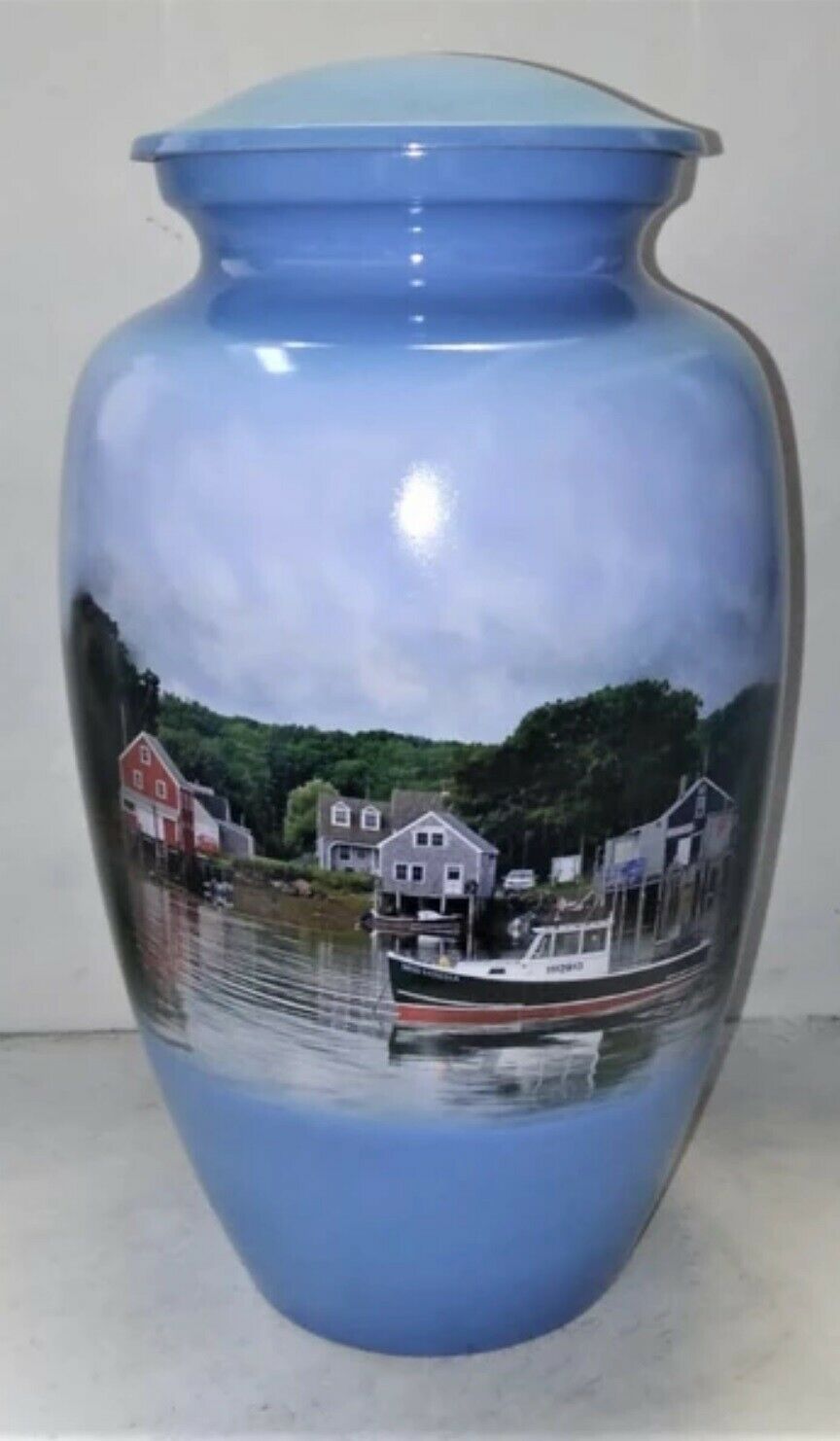 Small/Keepsake 3 Cubic Inch New England Picture Aluminum Cremation Urn for Ashes