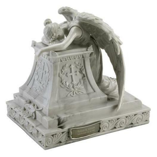 Adult 215 Cubic Inch Angel Mourning Sculptured Resin Cremation Urn w. Nameplate