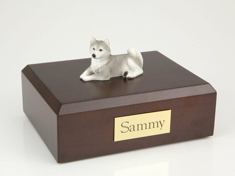 Husky, Gray Stand Pet Cremation Urn Available in 3 Different Colors & 4 Sizes